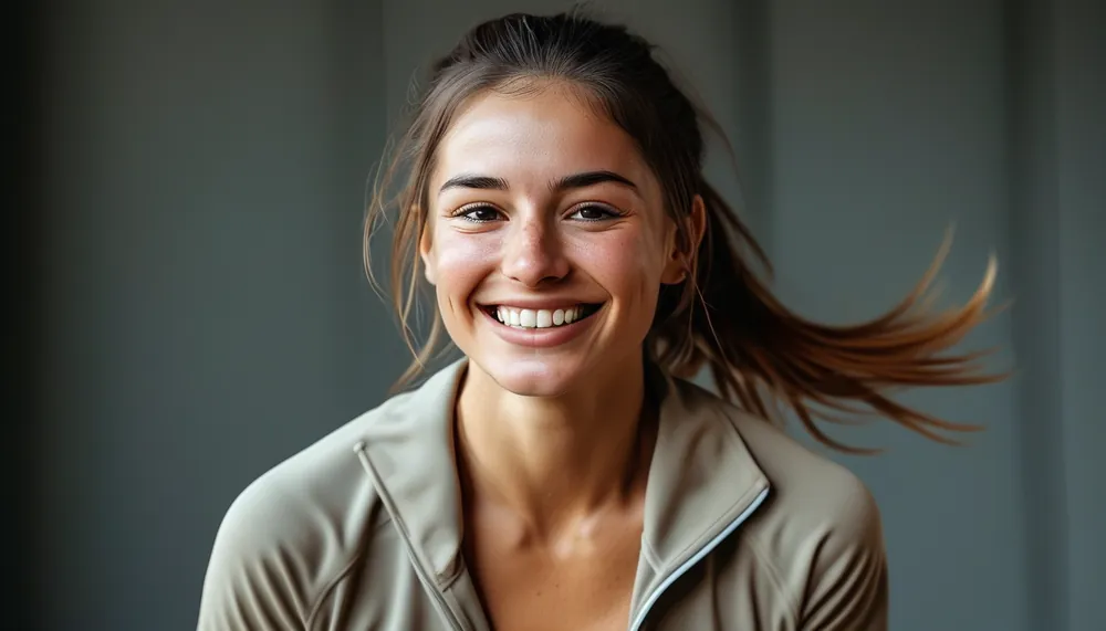 Woman smiling during a fun workout